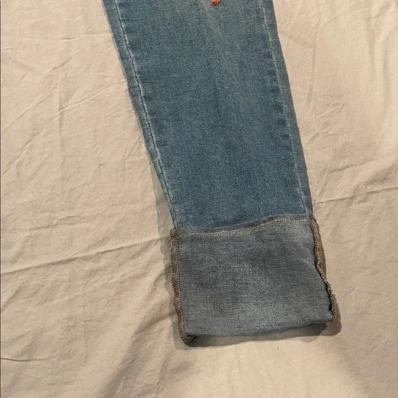 VENUS Blue Skinny Jeans with Red Floral Embroidery - Picture 5 of 11